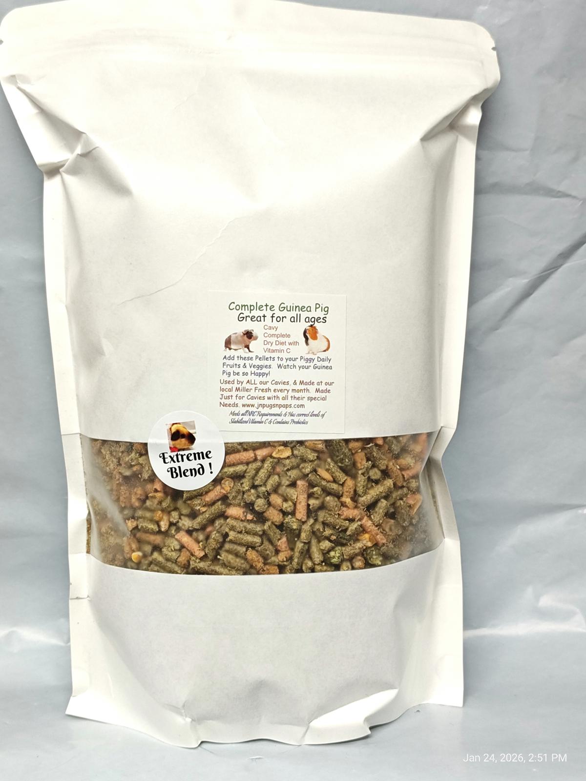 Extreme Blend dog food featuring a mix of kibble in a resealable bag.
