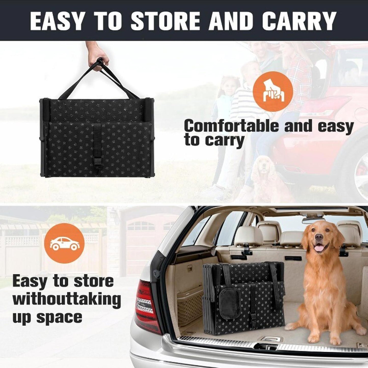 Dog Stairs for Car/SUV- Foldable Dog Ramp Xtra-Large Dogs with Non Slip Surface