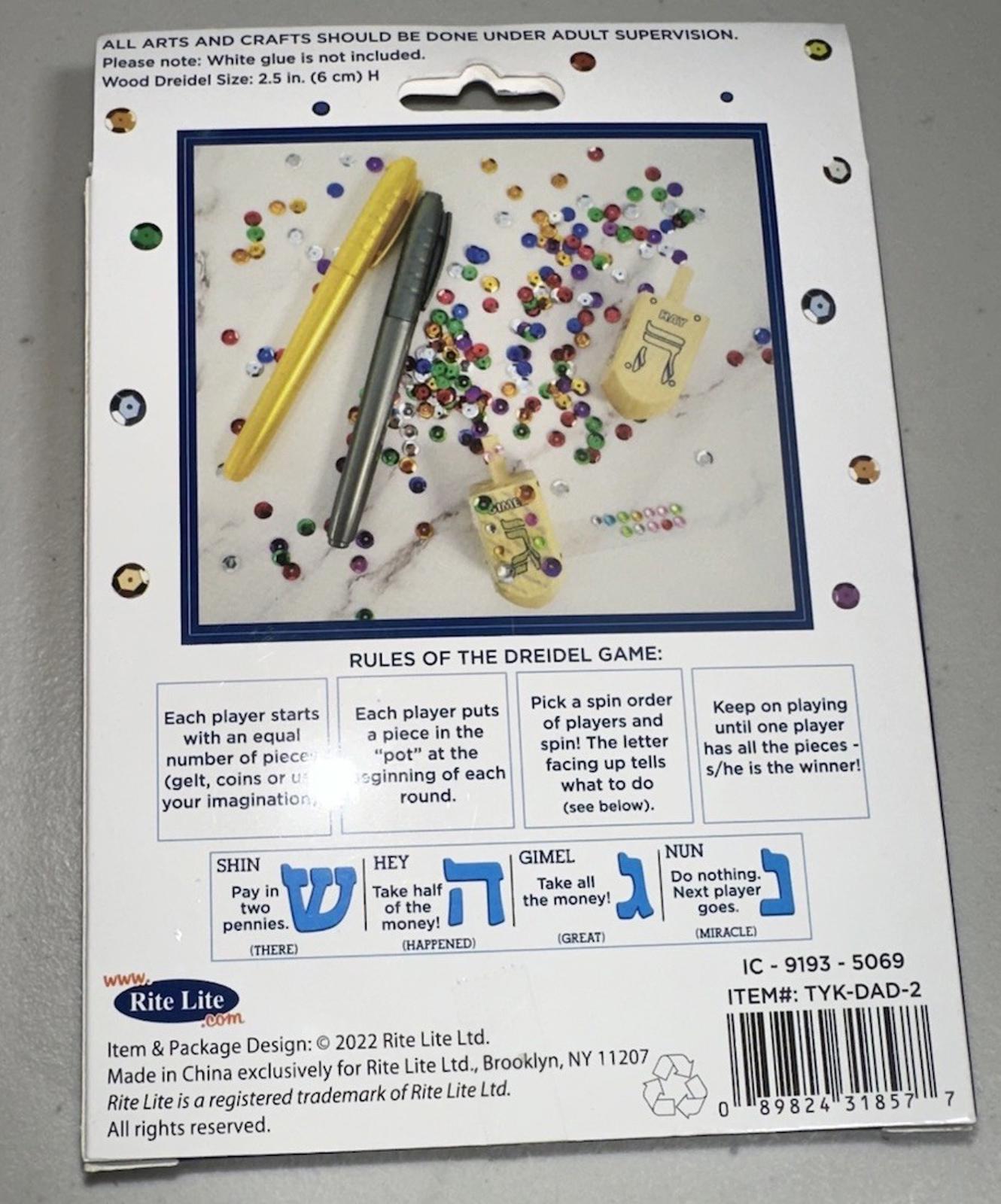 Rite Lite DIY Design-A-Dreidel Color, Embellish & Spin