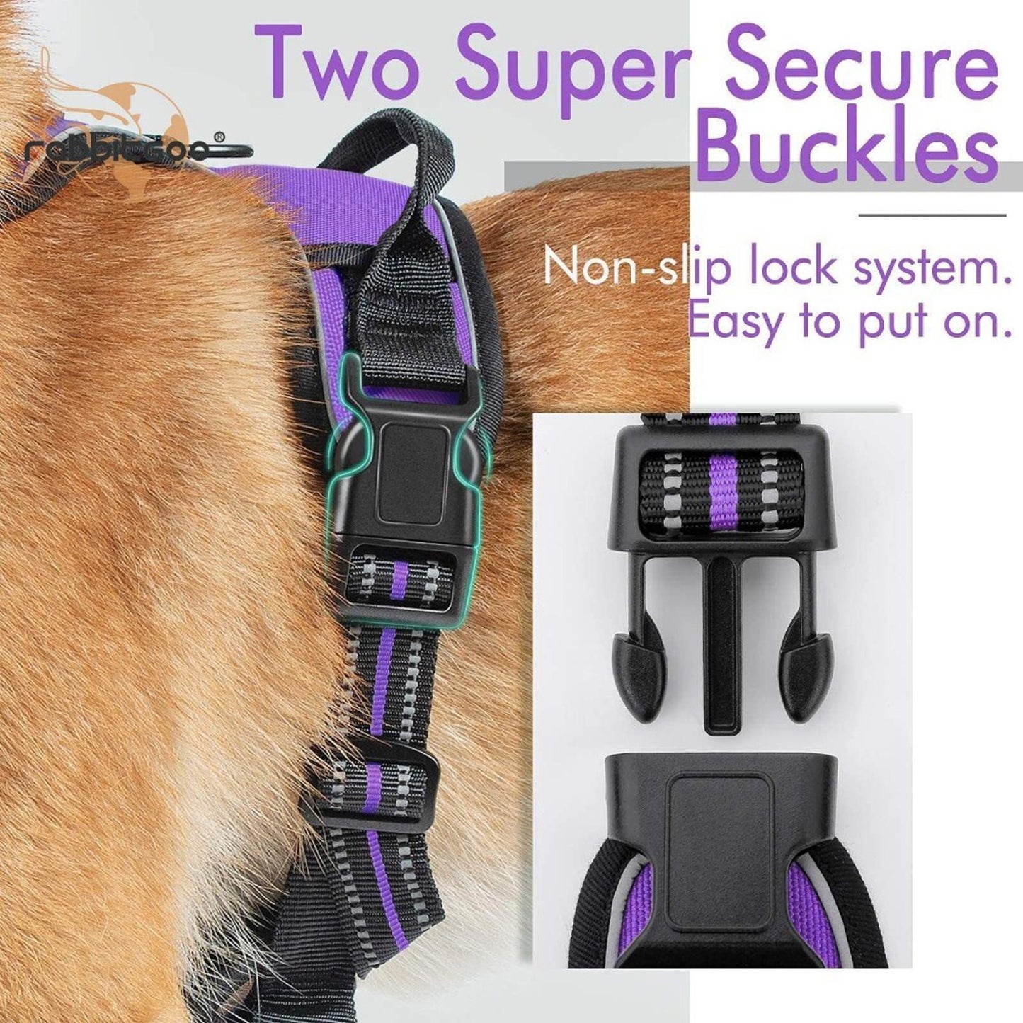 SMALL No Pull Dog Harness Adjustable Padded Vest Reflective Purple