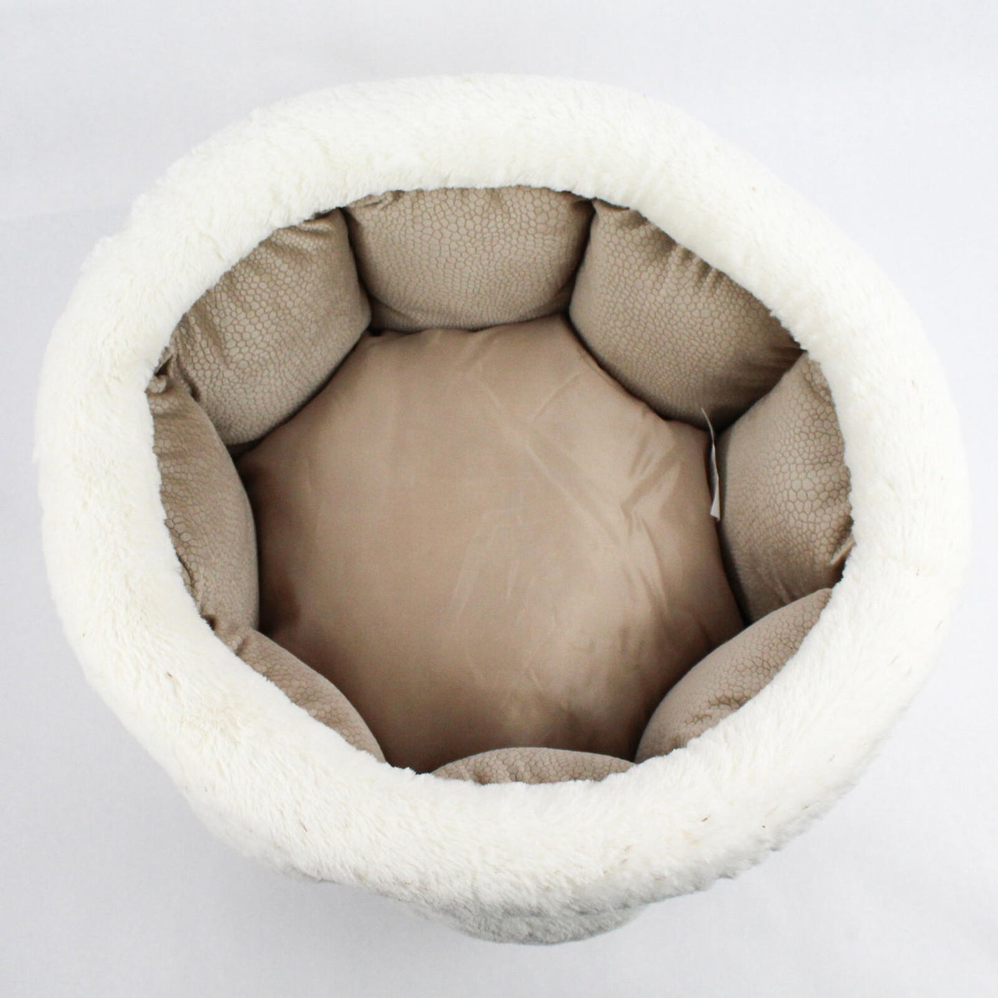 Dog Bed, Small 18" White Faux Fur Machine Washable Best Friends by Sheri