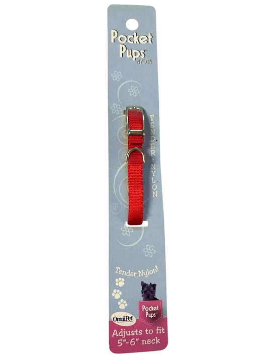 Pocket Pups  Dog/Cat/Ferret Micro Pet Collar Xtra-Small 5"-6" Neck  Red