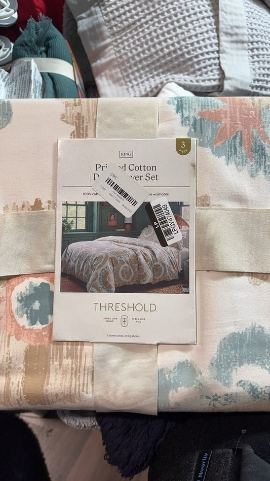 Threshold King Cotton Sateen Painterly Duvet Cover Set