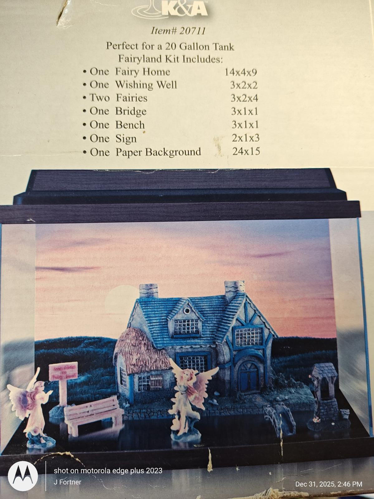 Fairyland Aquarium Kit for 20 Gallon Tank featuring a house, well, and fairies.