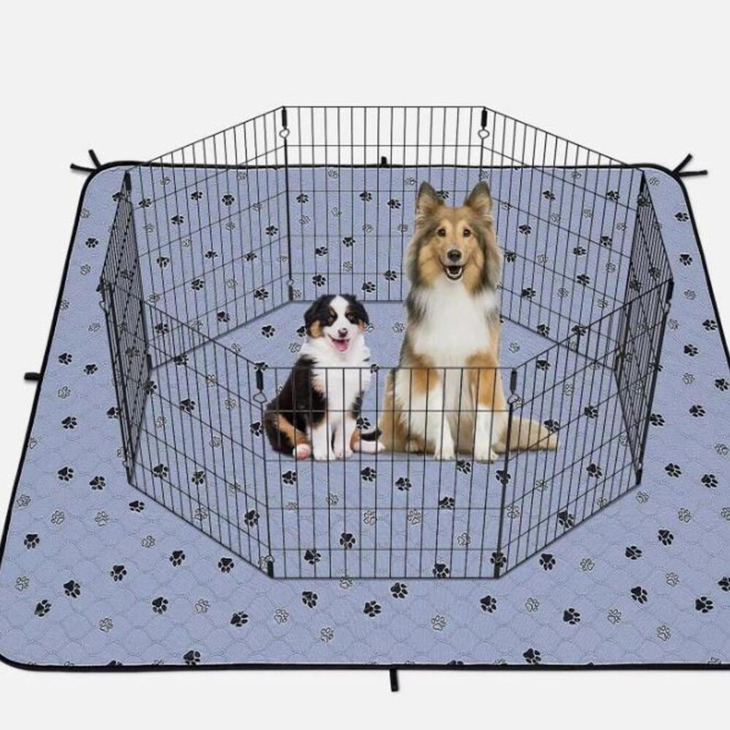 Washable Pee Pad for Dogs 48 X 36  IN 2PK GREY W/ BONES Reusable Dog Mat