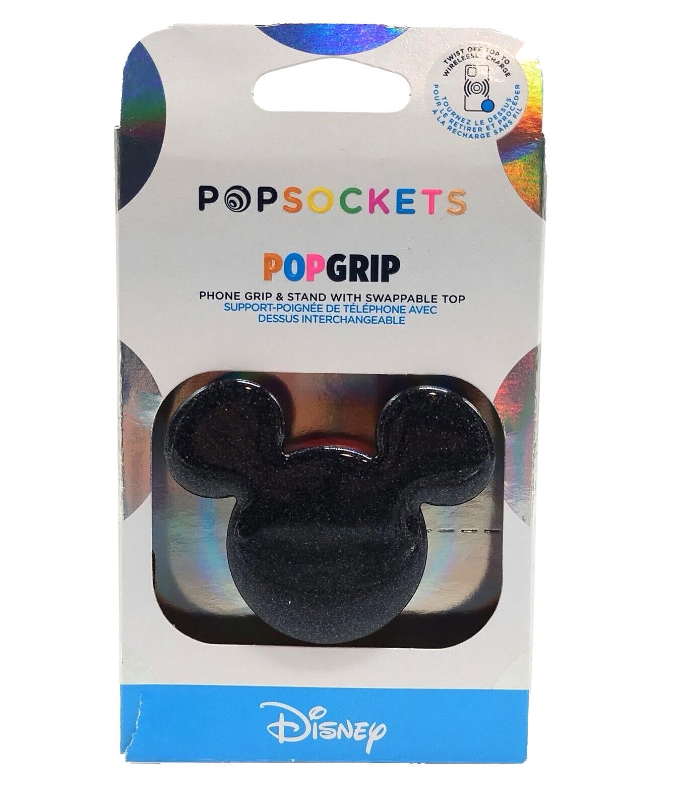 Phone Grip Stand Glitter Classic Mouse Black PopSockets