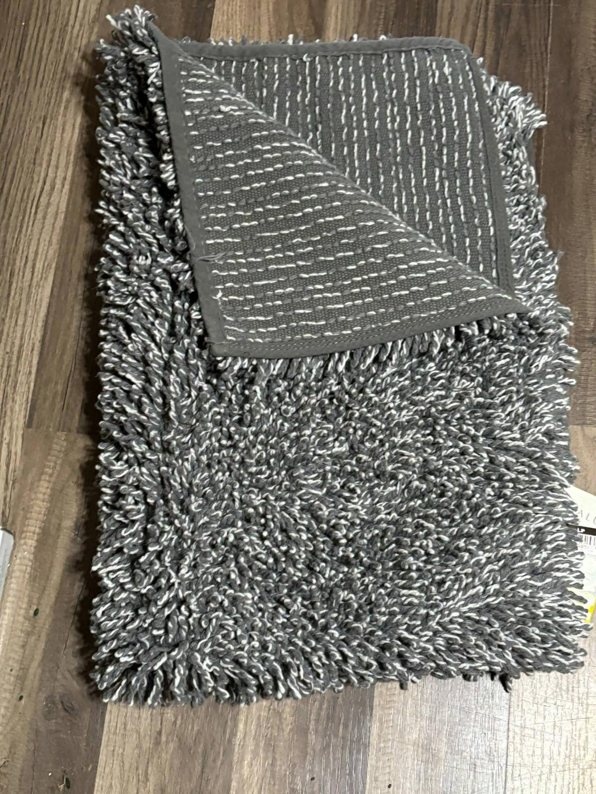 Cozy gray shaggy throw blanket with a textured pattern on one side.