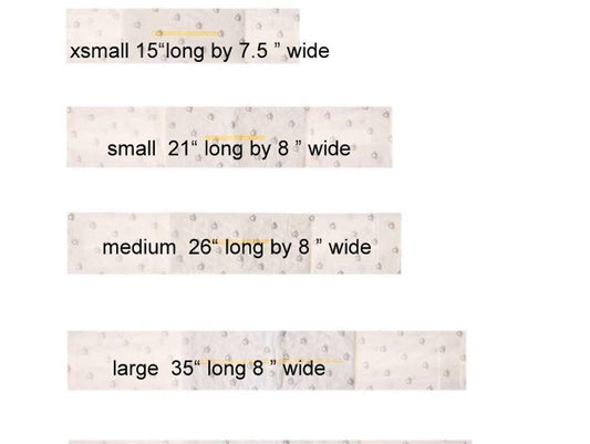 Customizable fabric swatches in various sizes, including xs, small, medium, and large.