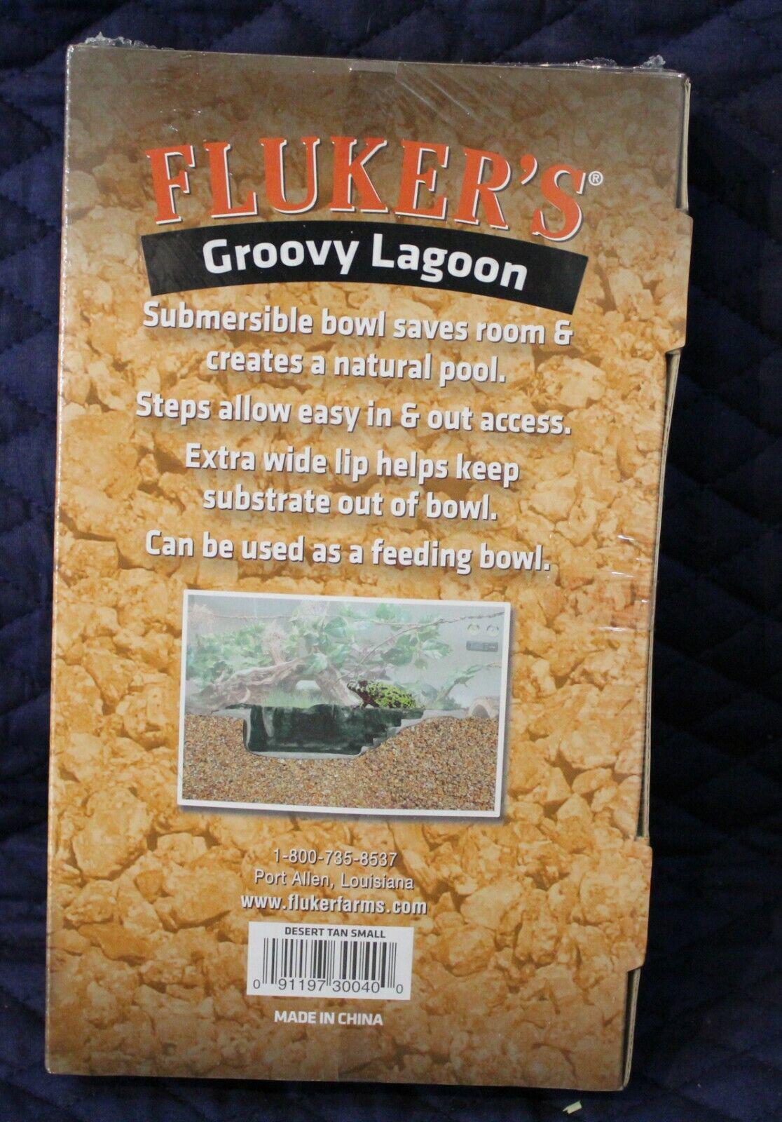 Fluker's Groovy Lagoon submersible bowl with extra wide lip for easy access and feeding.