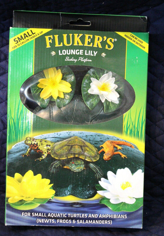 Fluker's Lounge Lily for small aquatic turtles and amphibians, featuring yellow and white lily pads.