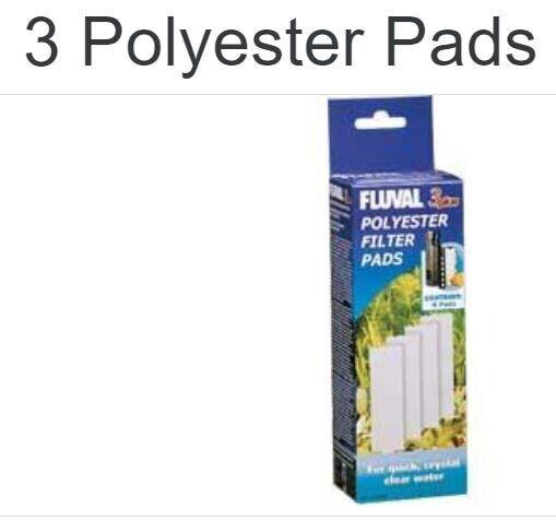 Fluval Polyester Filter Pads for clear water, featuring three pads in a box.