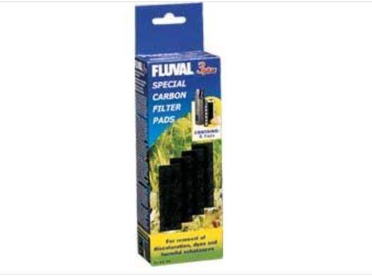 Fluval special carbon filter pads for aquarium filtration, designed to remove impurities and odors.