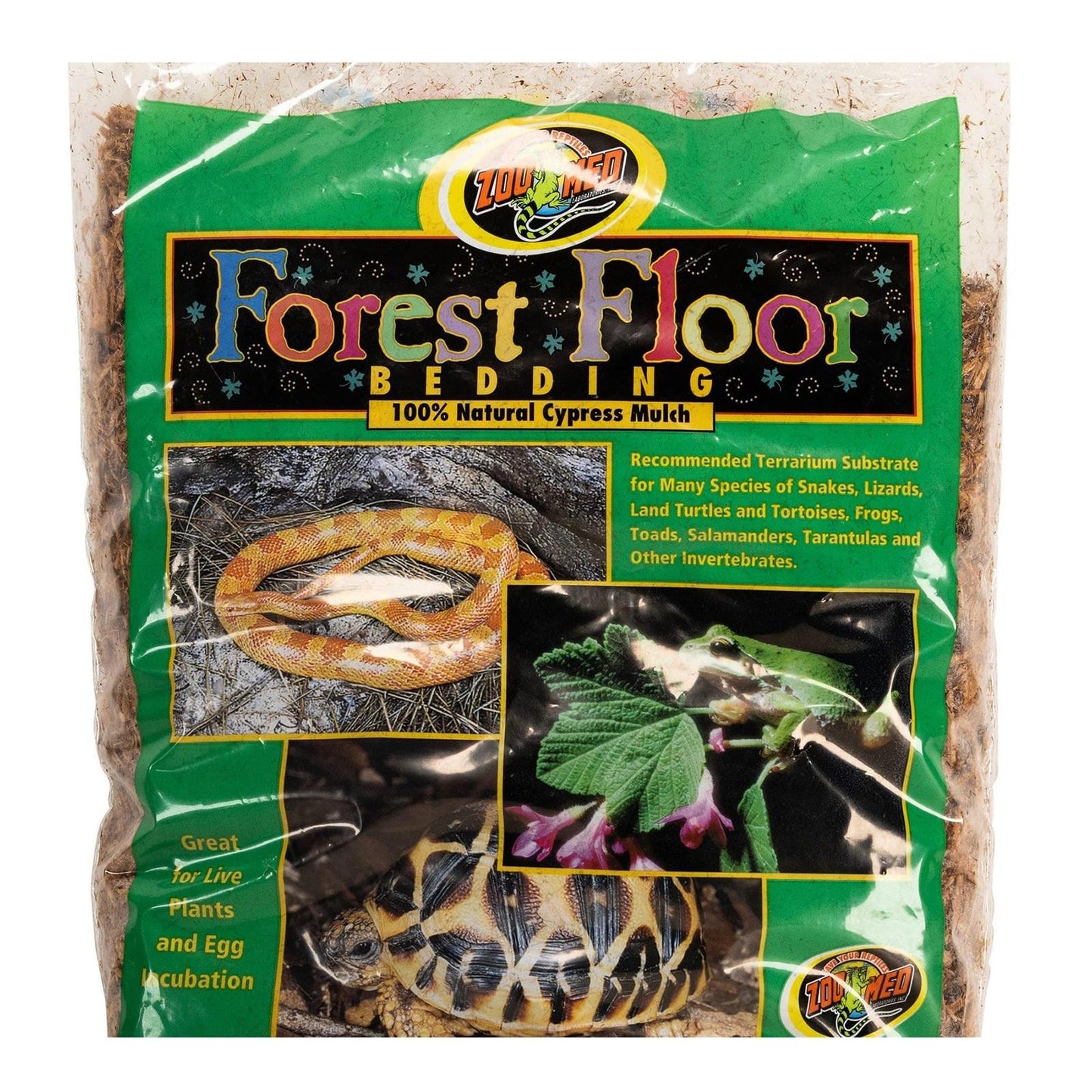 Forest Floor Bedding made from 100% natural cypress mulch, ideal for reptiles and small animals.