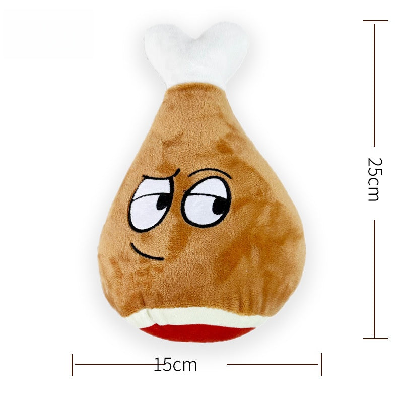 Funny Chicken Drumstick Plush Toy with a quirky expression, 25cm tall.