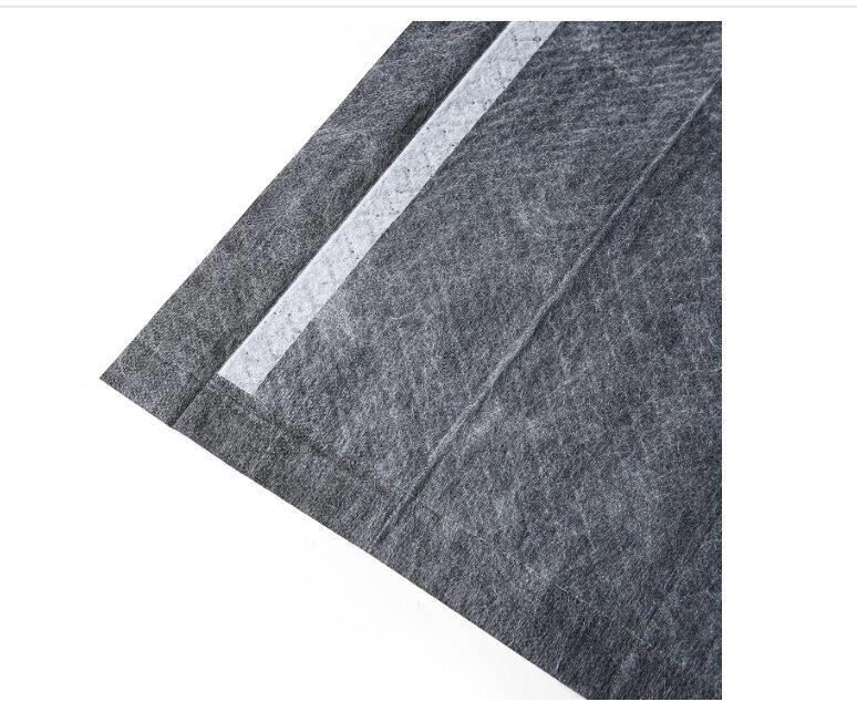Gray landscape fabric with a textured surface and white stripe detail.