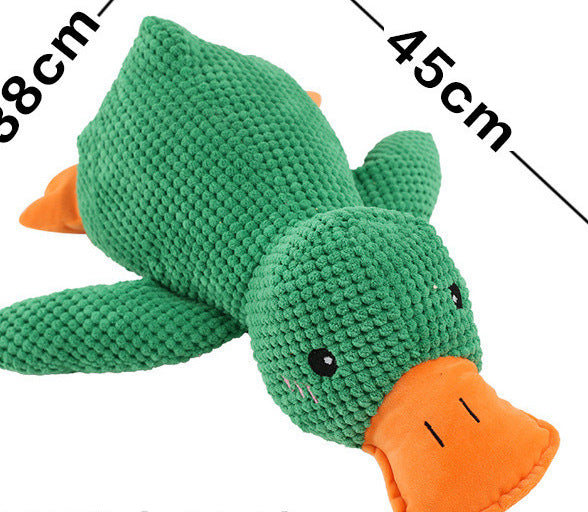 Green Duck Plush Toy, 45cm long, soft and cuddly with orange beak.