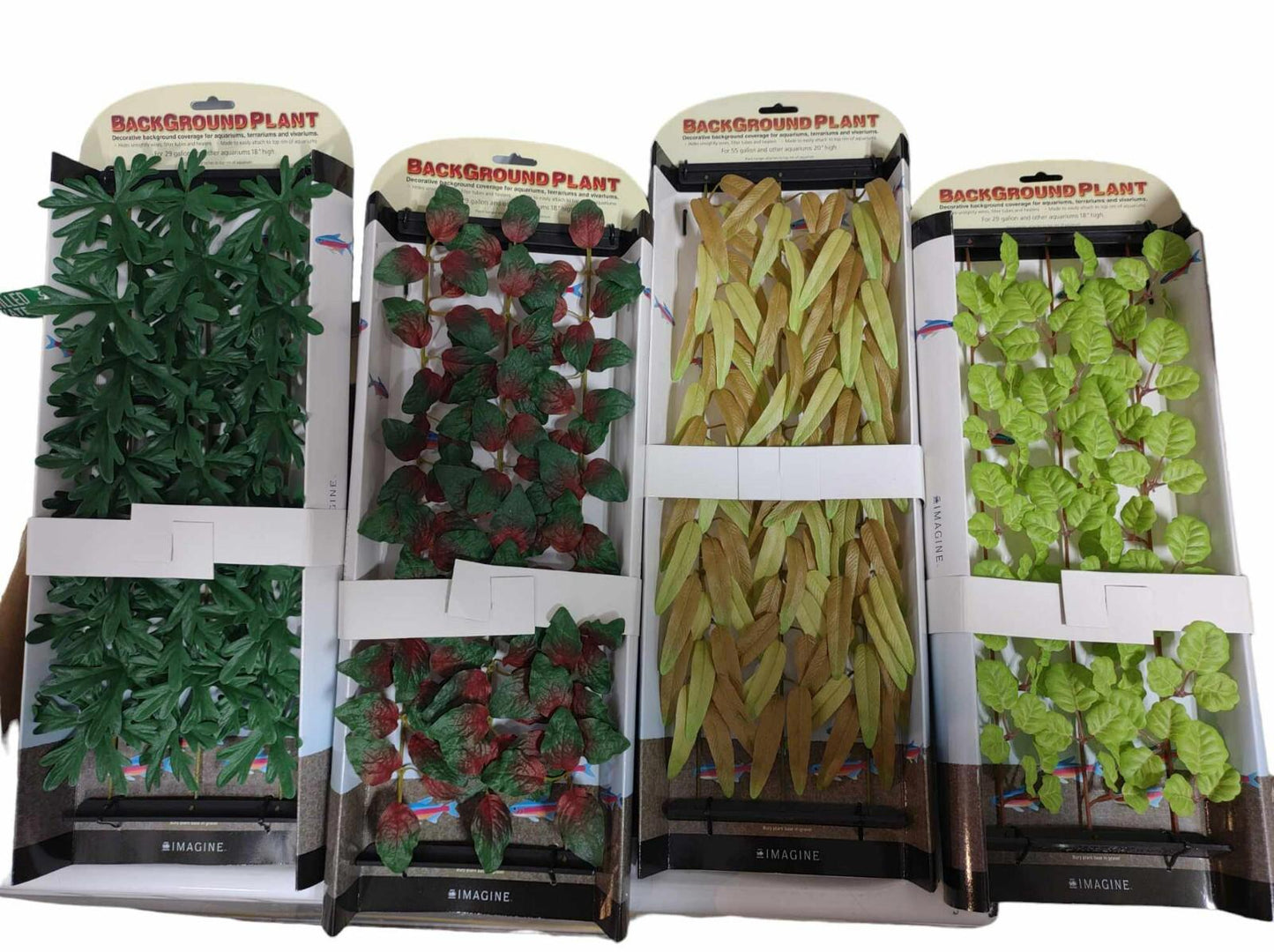 Hanging plant set featuring four varieties: green leaves, red berries, and yellow foliage.