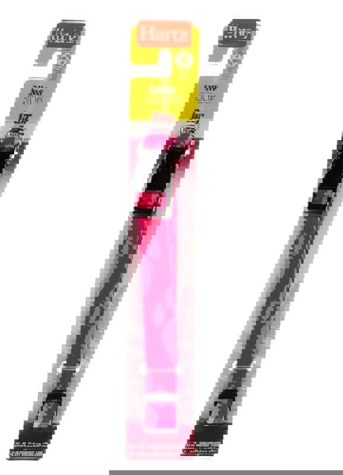 Hartz dog collar in pink color with adjustable size for small dogs.