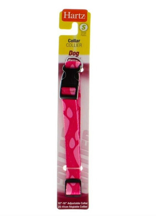 Hartz dog collar in pink color with adjustable size for small dogs.