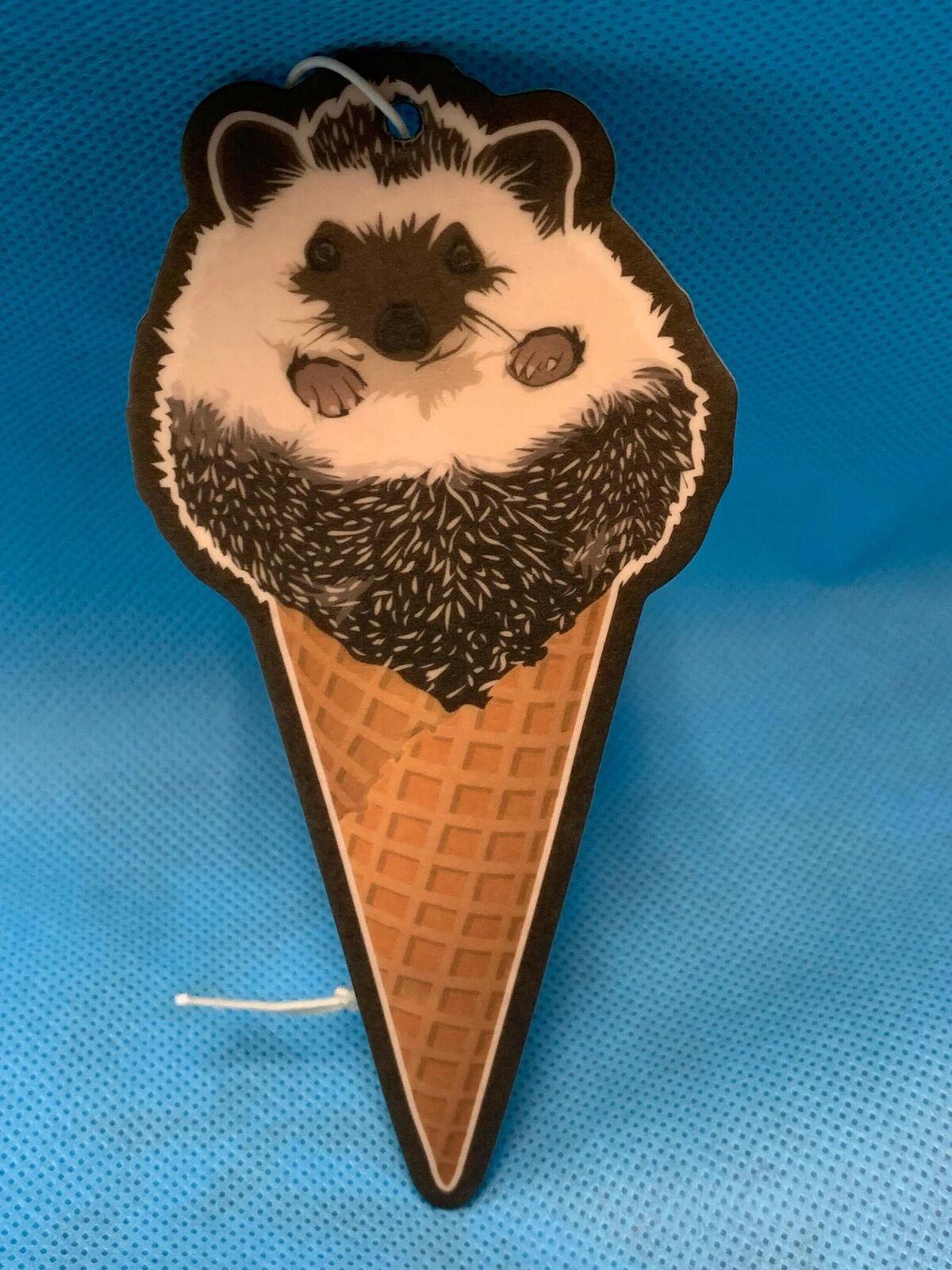 Hedgehog ice cream cone design featuring a cute hedgehog on top of a waffle cone.