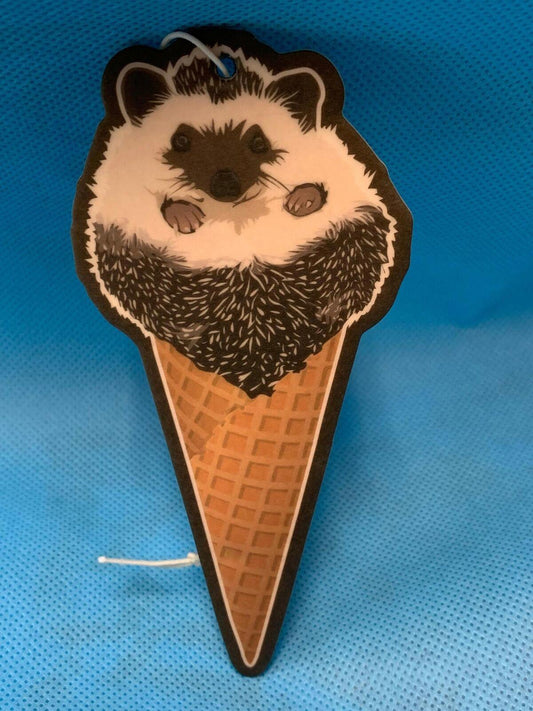 Hedgehog ice cream cone design featuring a cute hedgehog on top of a waffle cone.