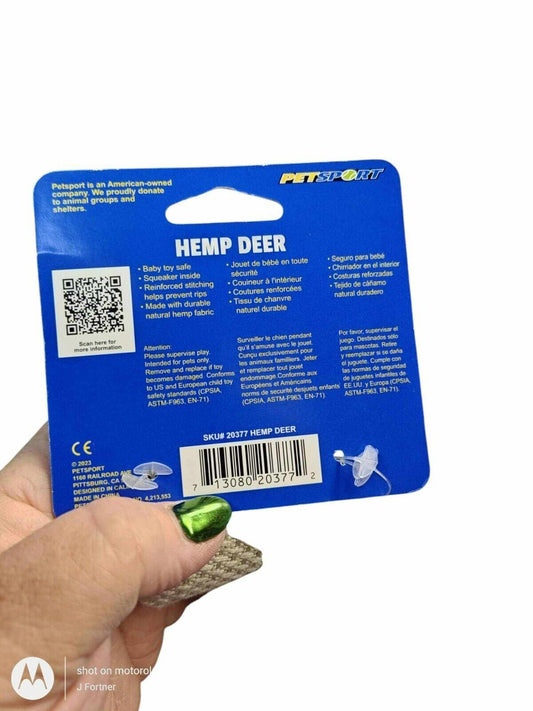Hemp Deer product packaging featuring detailed instructions and a blue background.
