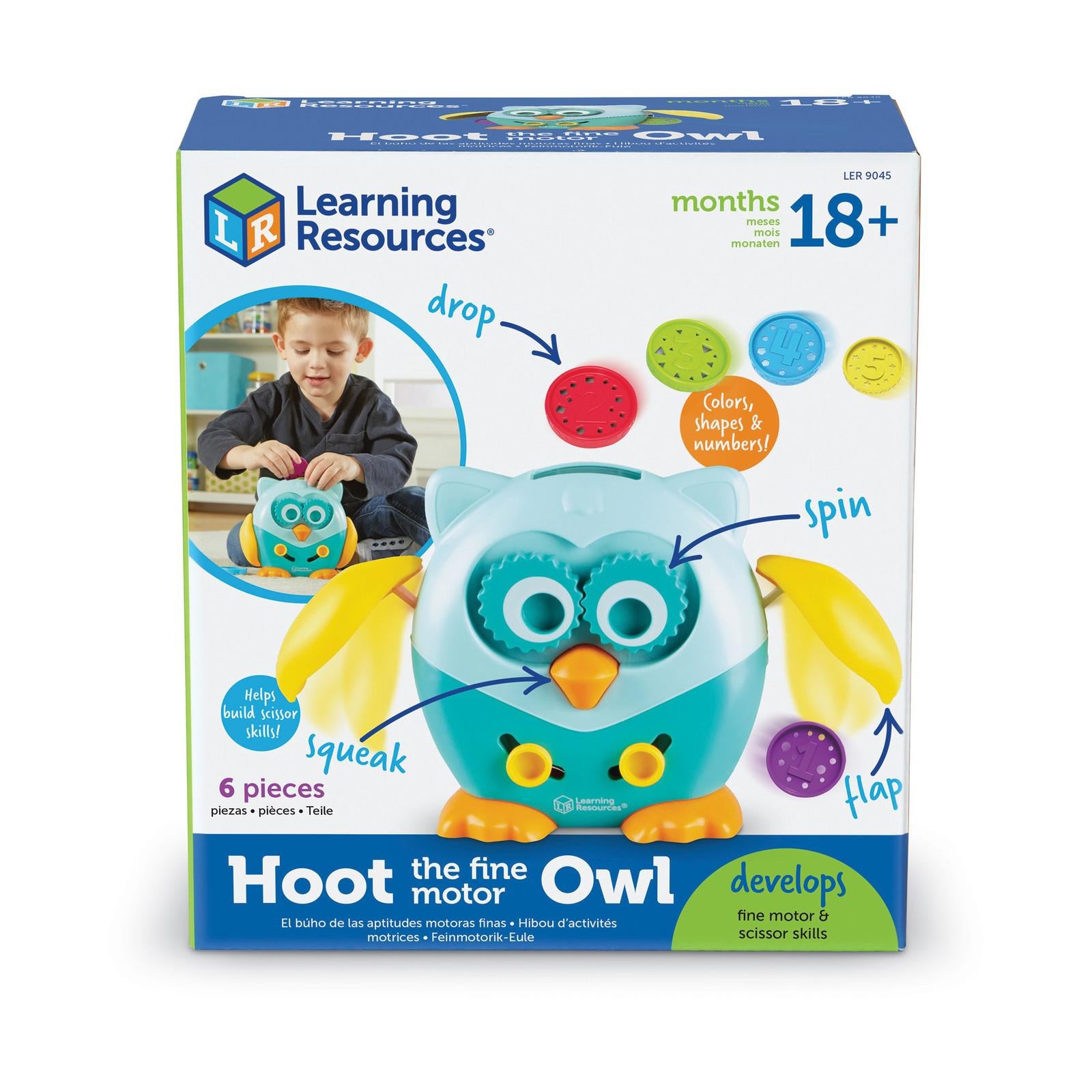 Hoot the Fine Motor Owl by Learning Resources features colorful buttons and interactive elements for skill development.