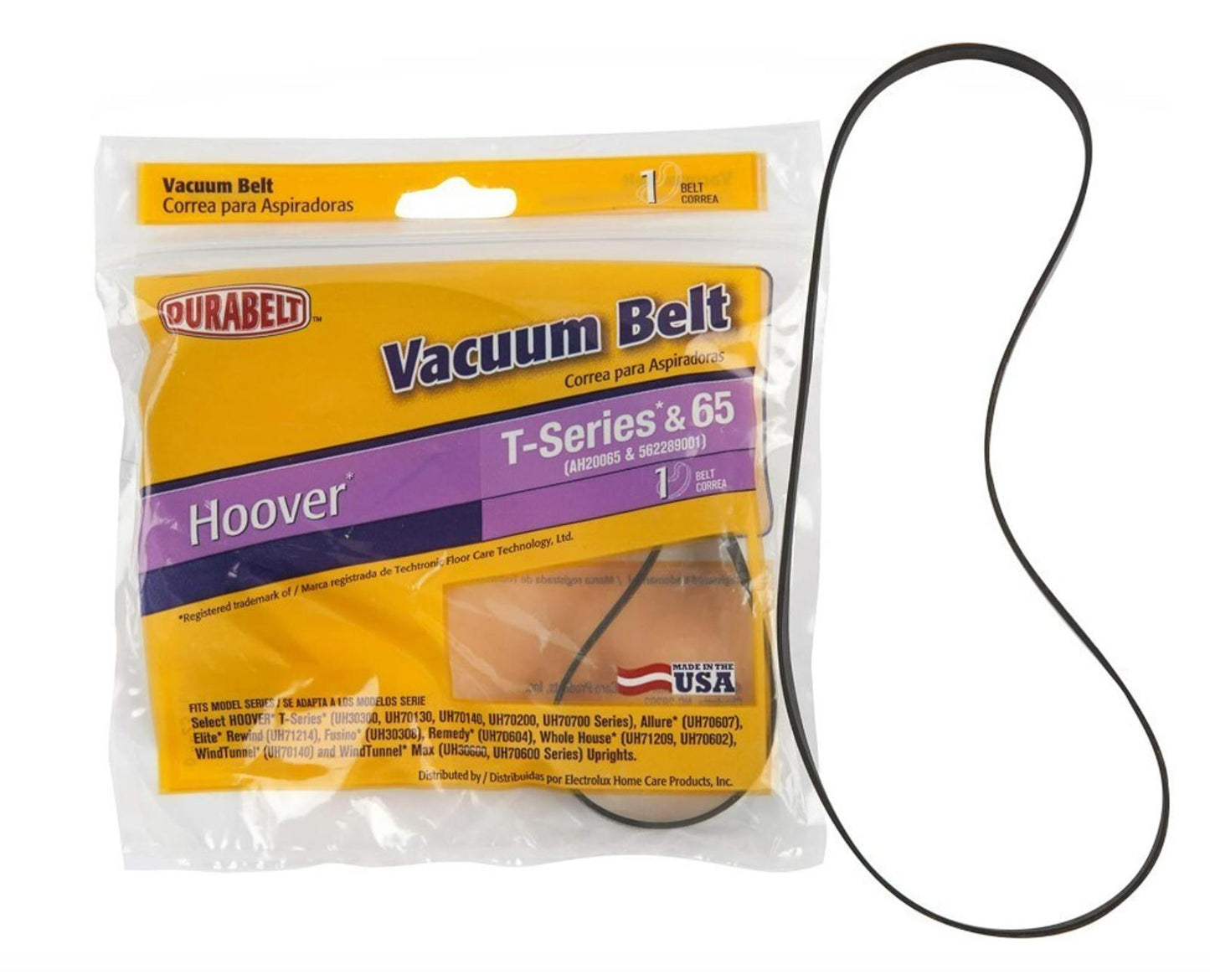 Hoover vacuum belt for T-Series and 65 models, durable and reliable replacement part.