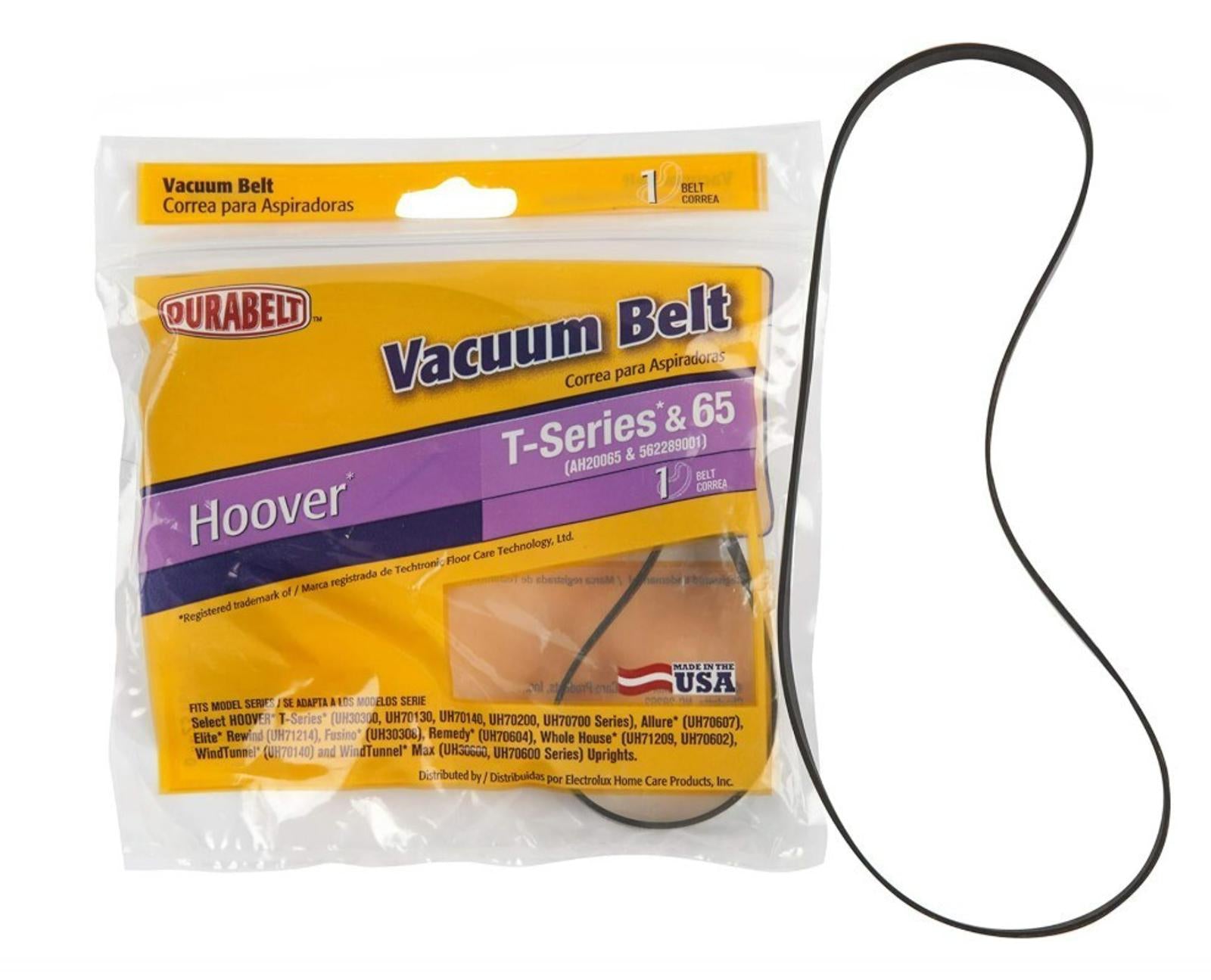 Hoover vacuum belt for T-Series and 65 models, durable and reliable replacement part.