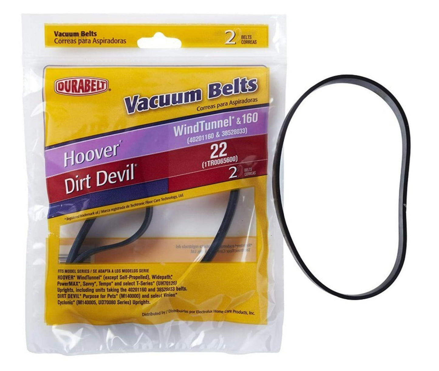 Hoover vacuum belts for Dirt Devil, compatible with WindTunnel 160, pack of 2.