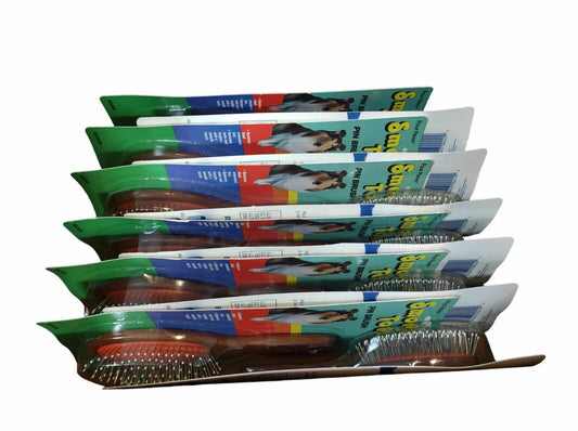 Horse grooming brush set featuring six brushes with ergonomic handles and durable bristles.