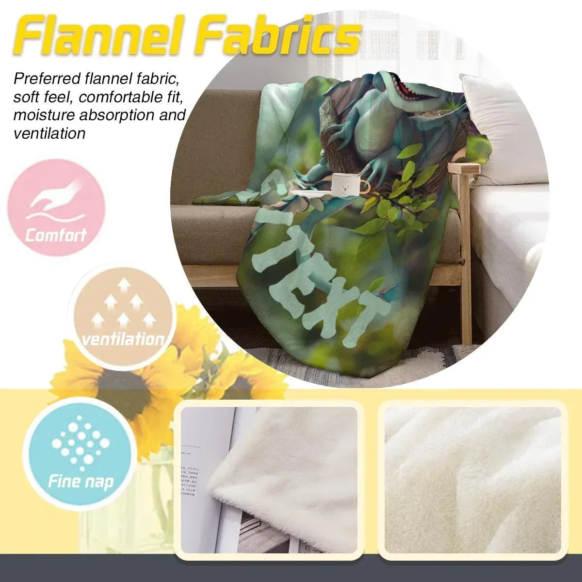 Personalized Dragon Dinosaur Blanket | Custom Name | Blue Green Fantasy Fleece Throw Gift