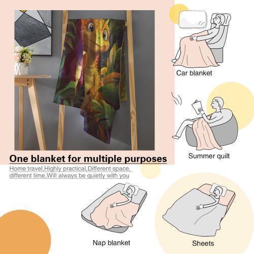 Personalized Dinosaur Blanket | Custom Name | Colorful Jungle Dino Fleece Throw Gift