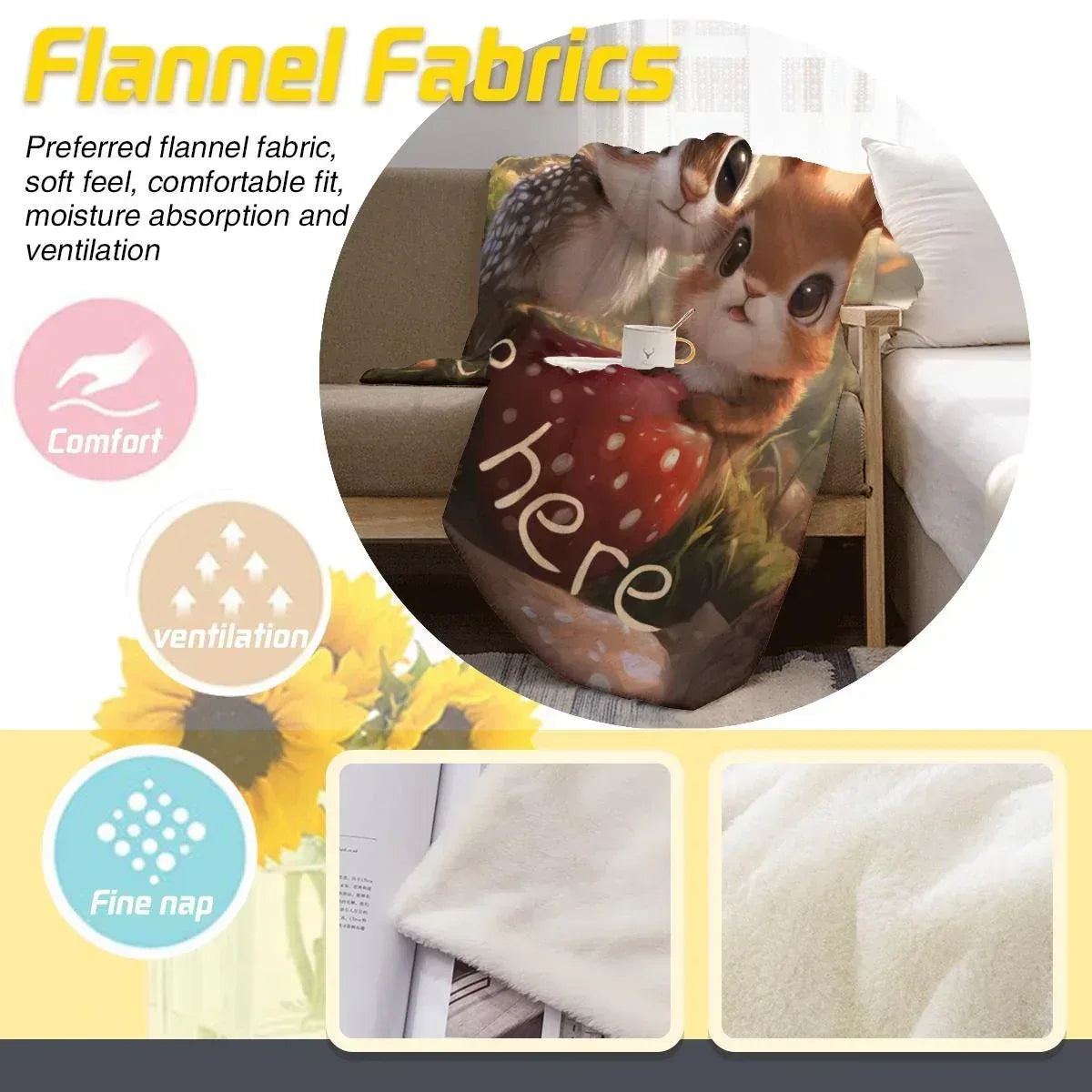 Personalized Bunny & Deer Blanket | Custom Name | Baby Fawn & Bunny Woodland Fleece Throw Gift