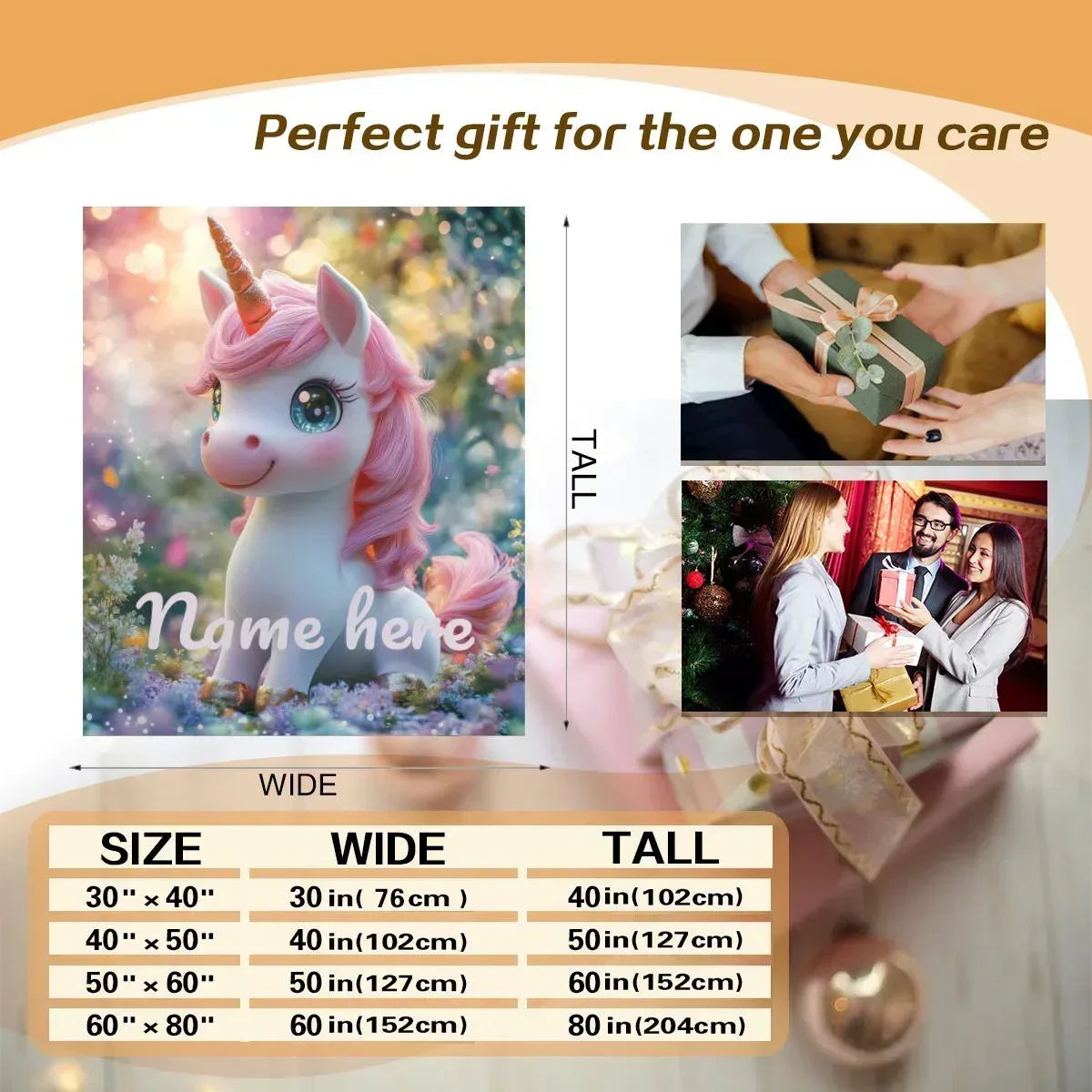 Personalized Pink Unicorn Blanket | Custom Name | Sparkling Eyes Enchanted Forest Fleece Throw Gift