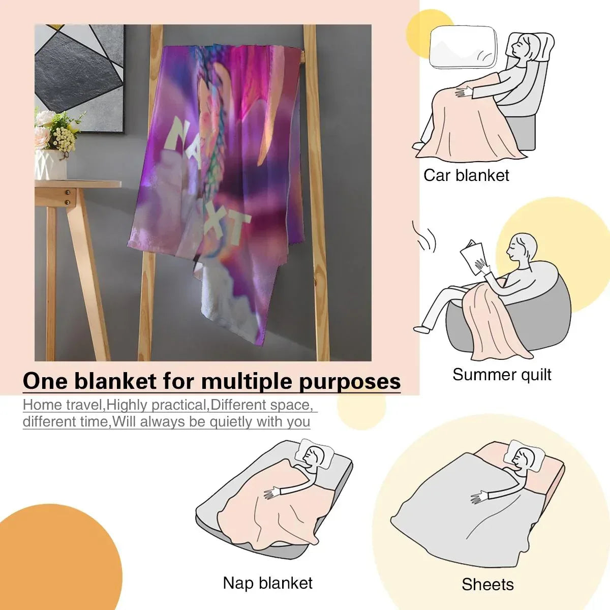 Personalized Dragon Blanket | Custom Name | Baby Dragon Hatching From Egg Rainbow Crest Purple Pink Sky 310gsm Fleece Throw Gift