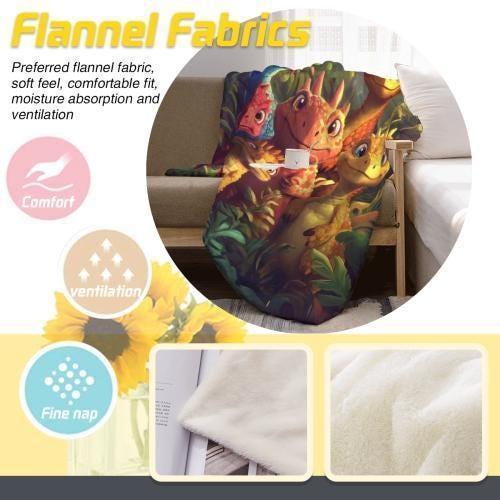 Personalized Dinosaur Blanket | Custom Name | Colorful Jungle Dino Fleece Throw Gift