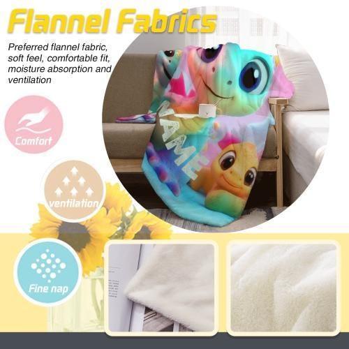 Personalized Dragon Blanket | Custom Name | Cute Pastel Baby Dragon Trio Rainbow Kawaii Fleece Throw Gift