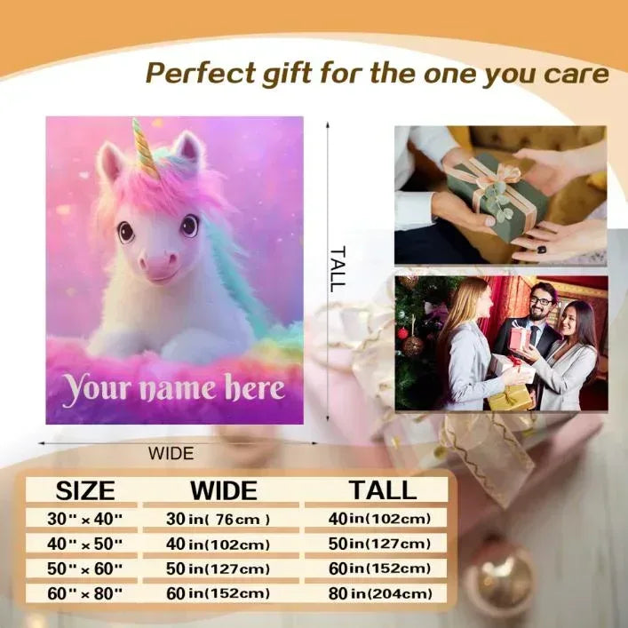 Personalized Unicorn Blanket | Custom Name | Pink Rainbow T21 Awareness Gift