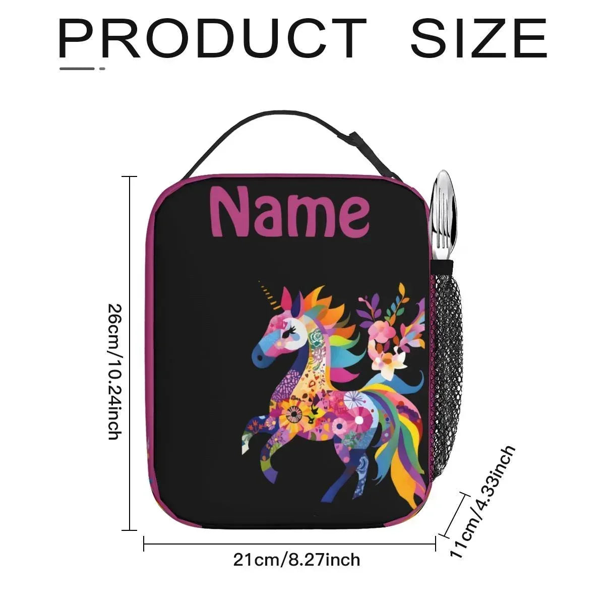 Personalized Kids School Set | Custom Name | Pink Unicorn Backpack Lunch Bag Pencil Case 3-Piece Gift