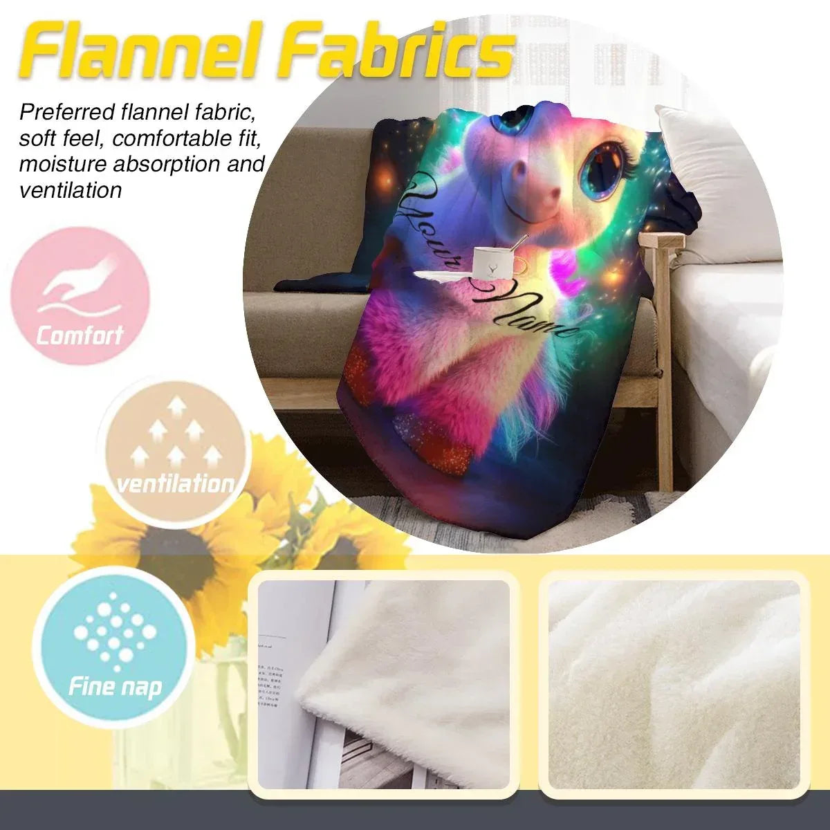 Personalized Cosmic Unicorn Blanket | Custom Name | Rainbow Galaxy Fleece Throw Gift
