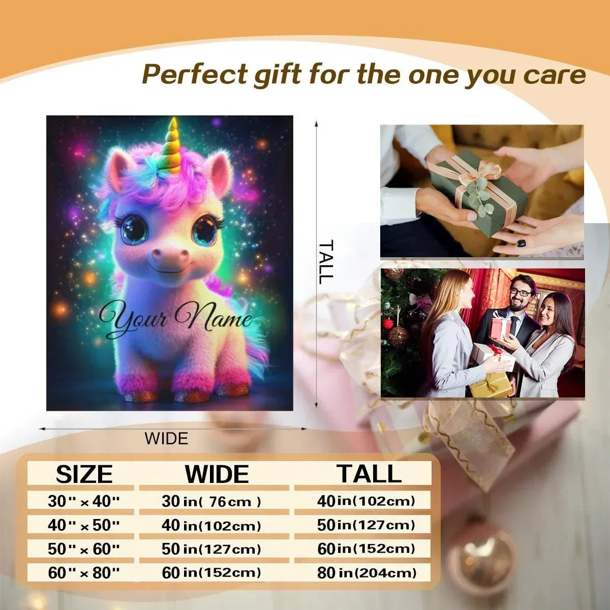 Personalized Cosmic Unicorn Blanket | Custom Name | Rainbow Galaxy Fleece Throw Gift