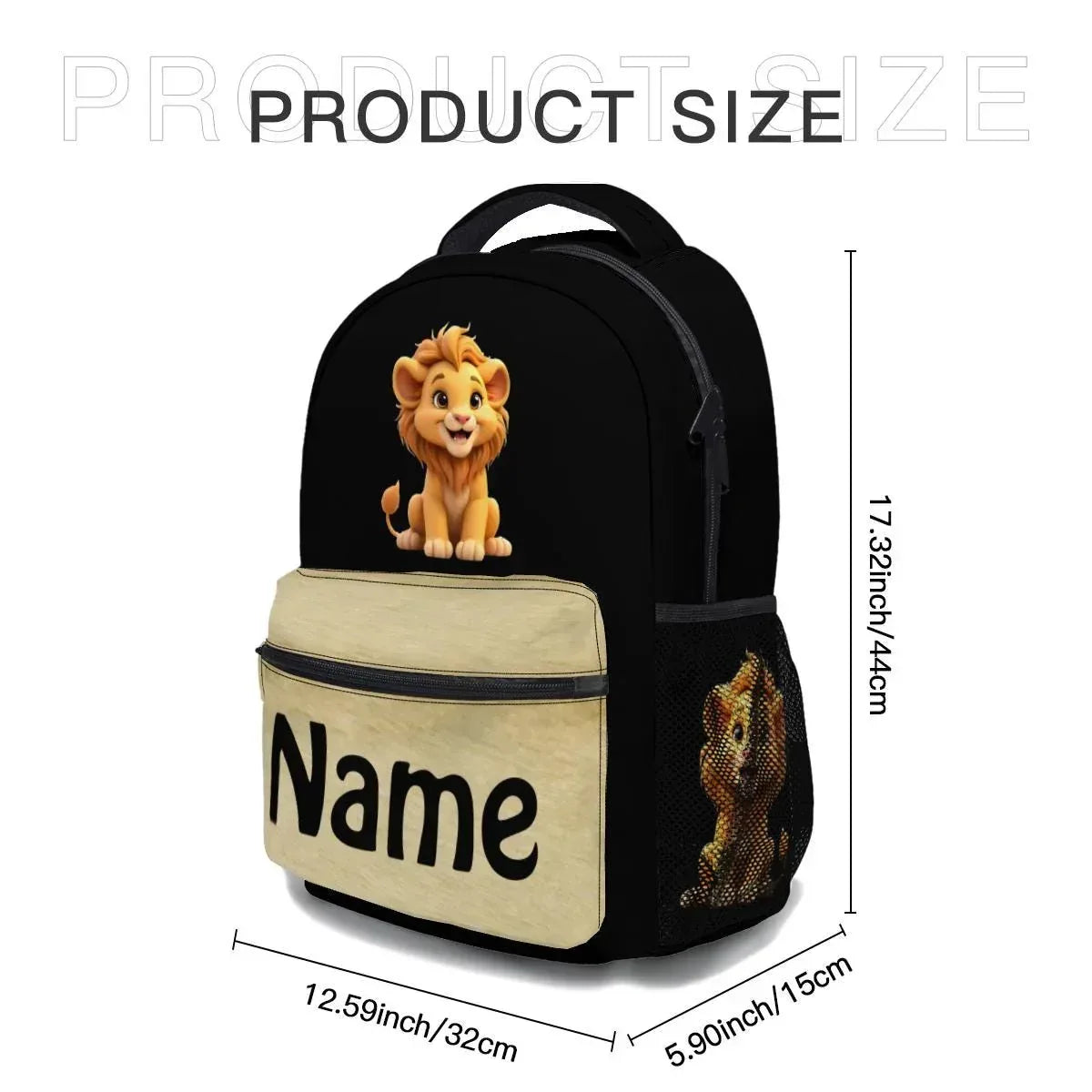 Personalized Lion Kids School Set | Custom Name | Baby Lion Backpack, Lunch Tote & Pen Pouch Gift