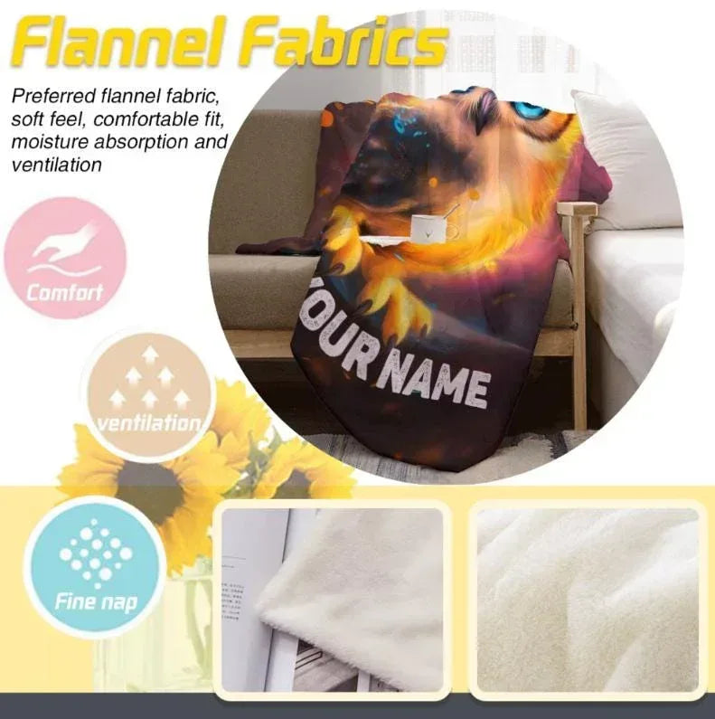 Personalized Cosmic Owl Blanket | Custom Name | Gothic Halloween Galaxy Gift