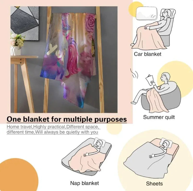 Personalized Unicorn Blanket | Custom Name | Baby Unicorn Rainbow Mane Floral Garden Sparkle 3D Flannel Fleece Throw Gift