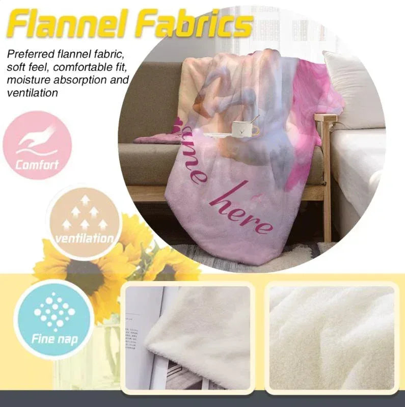 Personalized Pastel Unicorn Horse Blanket | Custom Name | Pink Blue Gradient 310gsm Fleece Throw Gift