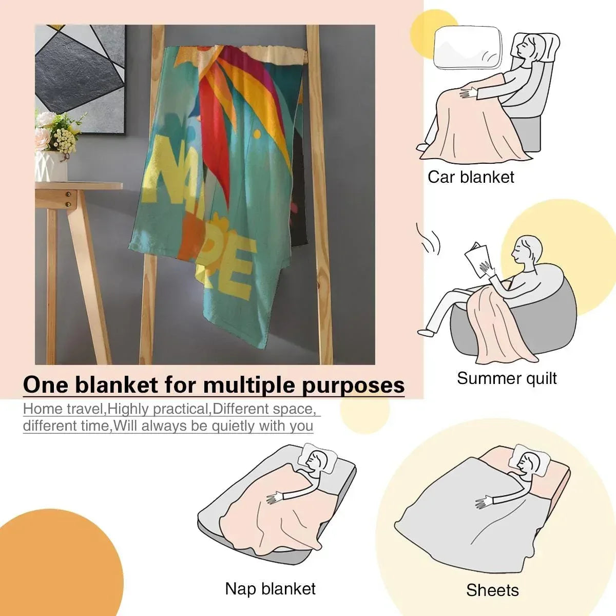 Personalized Sunshine Blanket | Custom Name | Smiling Cartoon Sun Sunflower Teal Bold Yellow Name Fleece Throw Gift