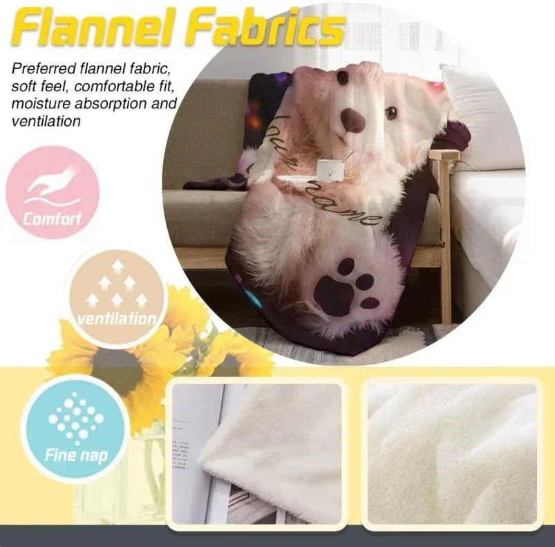 Personalized Teddy Bear Blanket | Custom Name | Purple Floral Crown Fleece Throw Gift