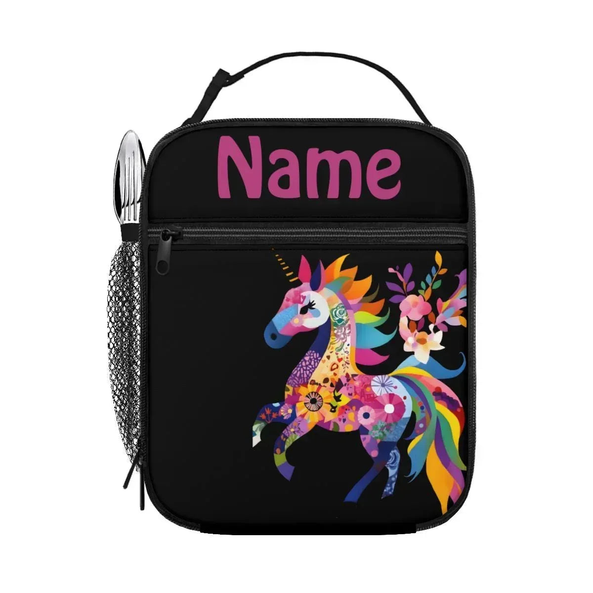 Personalized Kids School Set | Custom Name | Pink Unicorn Backpack Lunch Bag Pencil Case 3-Piece Gift