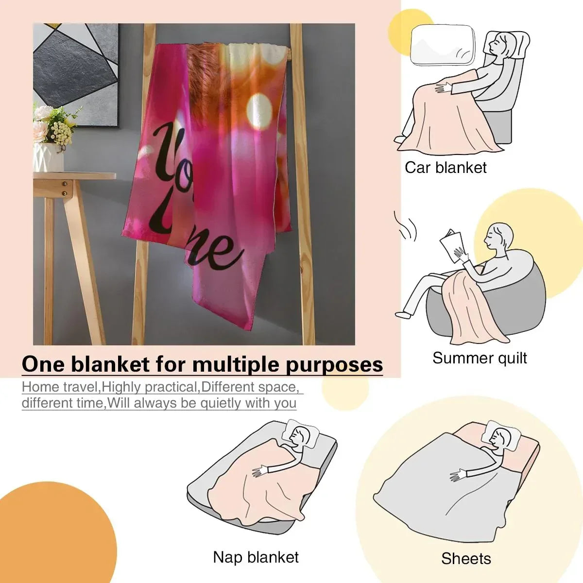 Personalized Cat Blanket | Custom Name | Tabby Cat Teal Eyes Hot Pink Cherry Blossom Bokeh Golden Light Fleece Throw Gift